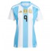 Camiseta Argentina Julian Alvarez #9 Primera Equipación Replica Copa America 2024 para mujer mangas cortas